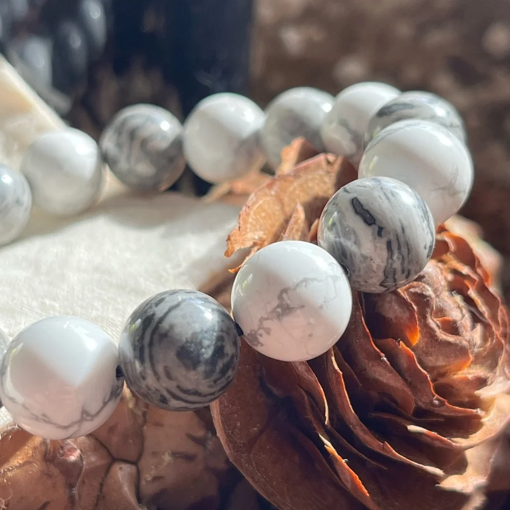 12mm Howlite‎ Picasso Jasper Bracelet